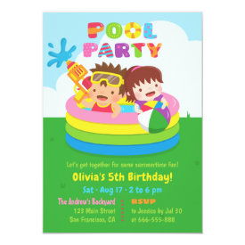 Cute Kids Mini Inflatable Pool Birthday Party Card