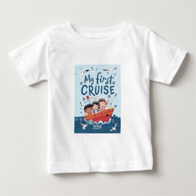 Cute Kids My First Cruise Custom Baby T-Shirt (Front)