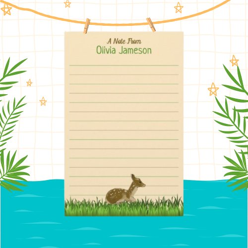 Cute Kids Name Woodland Animal Lined Stationery