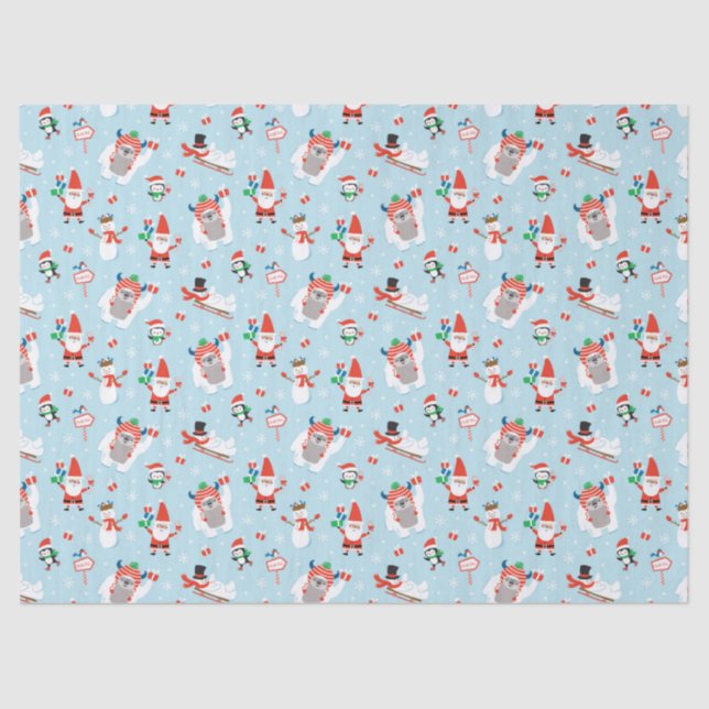 Cute Kids North Pole Christmas Tissue Paper (Front)