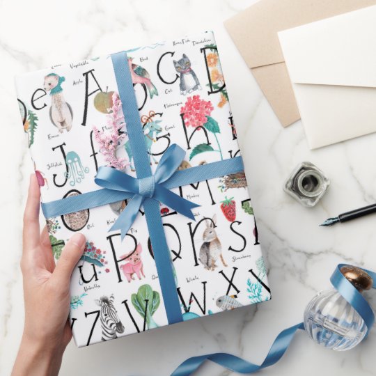 Cute kids nursery ABC | Alphabet pattern Wrapping Paper | Zazzle.com