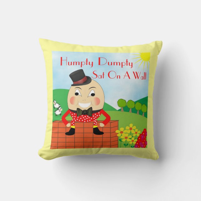 Cute Kids Nursery Rhyme Humpty Dumpty Throw Pillow (Front)