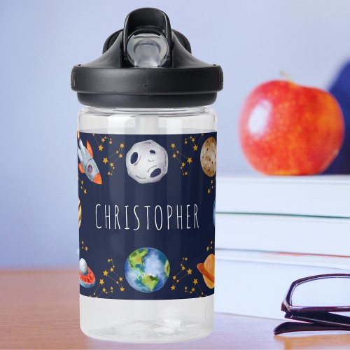 Cute Kids Outer Space Back to School  Water Bottle