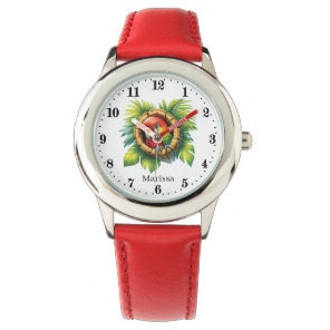 Cute kids parrot unisex add name watch