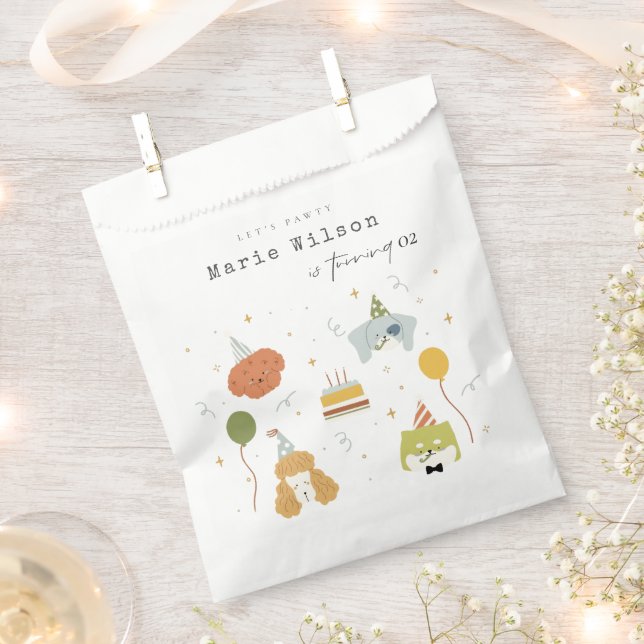 Cute Kids Party Puppy Dogs Any Age Birthday Favor Bag (Clipped)