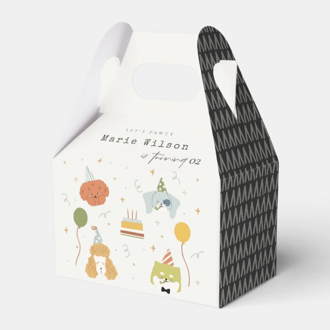 Cute Kids Party Puppy Dogs Any Age Birthday Favor Boxes (Front Side)