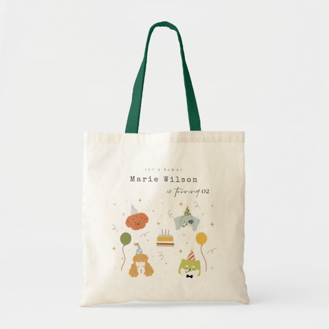 Cute Kids Party Puppy Dogs Any Age Birthday Tote Bag (Front)