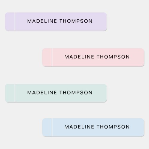 Cute Kids Pastel Color Lined Name Labels