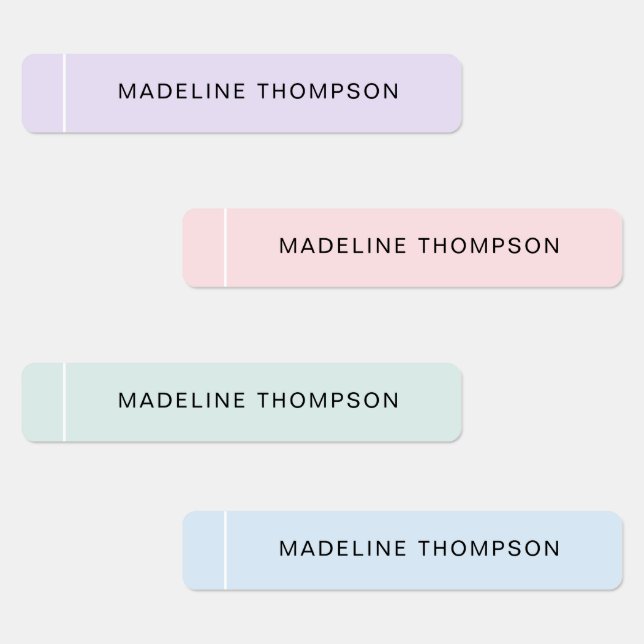Cute Kids Pastel Color Lined Name Labels (Group)