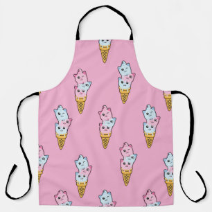 Cute kids pattern Colorful ice cream on the abstra Apron