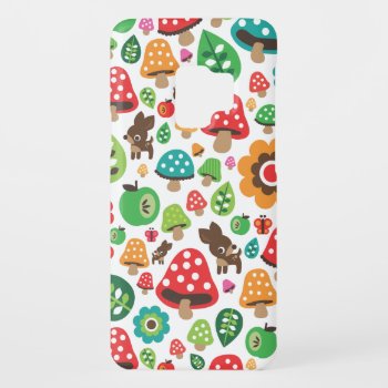 Cute Kids Pattern With Flower Leaf Deer Mushroom Case-mate Samsung Galaxy S9 Case by designalicious at Zazzle