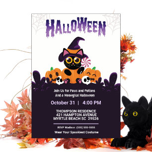 Cute Kids Paws Potion Halloween Party Invitation