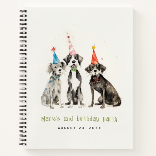 Cute Kids Pawty Dog Birthday Party Guestbook Notebook