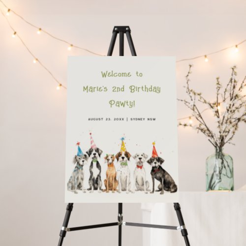 Cute Kids Pawty Dog Birthday Party Welcome Foam Board