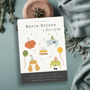 Cute Kids Pawty Puppy Dogs Any Age Birthday Invitation