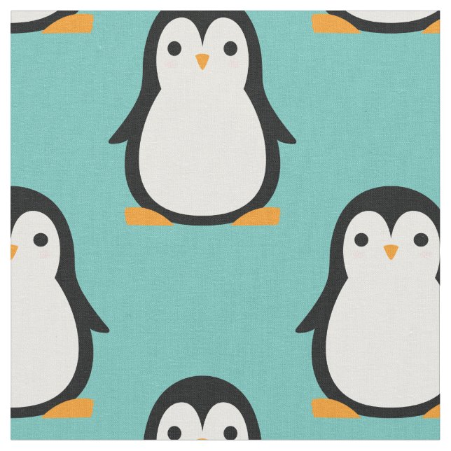 Cute Kids Penguin Cartoon Baby Nursery Fabric (Close Up)