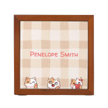 Cute Kids Personalizable Name Manga Cartoon Cat