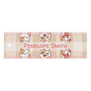 Cute Kids Personalizable Name Manga Cartoon Cat Ruler