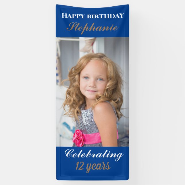 Cute Kids Personalized Happy Birthday Party  Banner (Vertical)