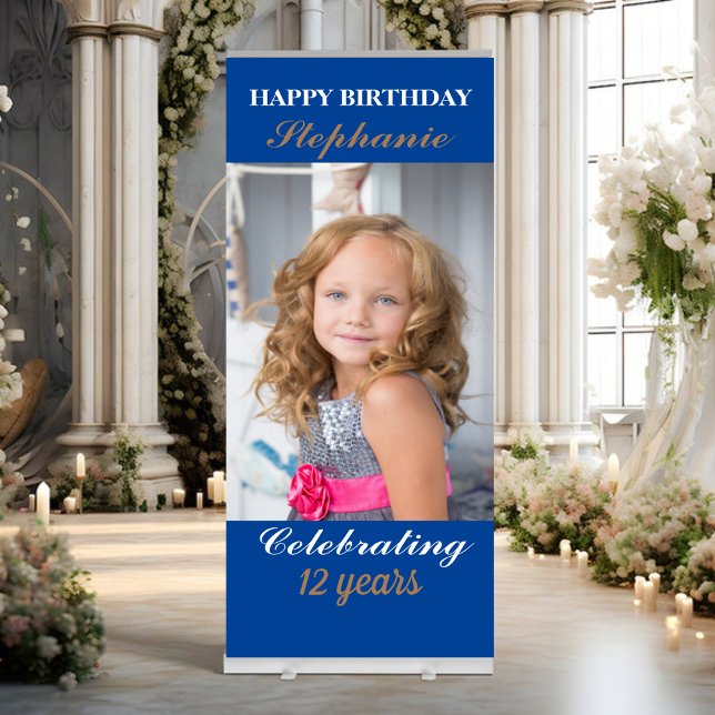 Cute Kids Personalized Happy Birthday Party  Retractable Banner (Creator Uploaded)