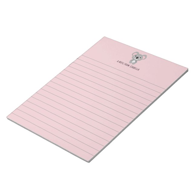Cute Kids Personalized Koala Notepad (Angled)