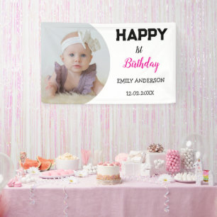 Cute Kids Personalized Photo  Age Birthday Party Banner