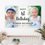 Cute Kids Photo Collage Any Age Birthday Party Banner<br><div class="desc">Cute kids photo collage birthday party banner for any age. Personalized with the text "happy x birthday" and space to add any custom text to congratulate the boy or girl. To change the photo placement: click on the button to customize it further,  click on "crop",  and move the image.</div>