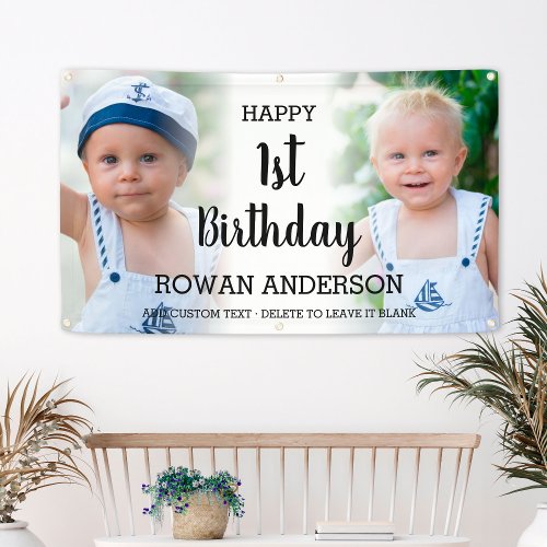 Cute Kids Photo Collage Any Age Birthday Party Banner