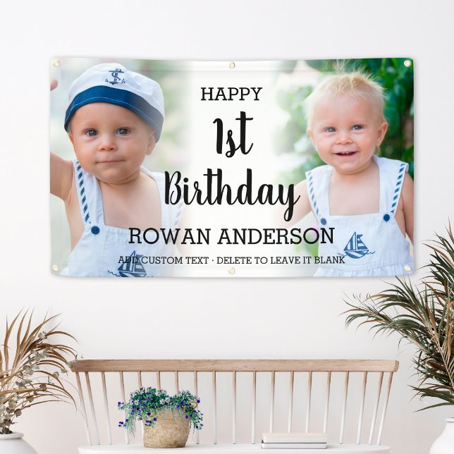 Cute Kids Photo Collage Any Age Birthday Party Banner (Cute Kids Photo Collage Any Age Birthday Party Banner
)