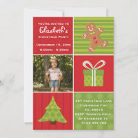 Cute Kids Photo Festive Christmas Party Invitation