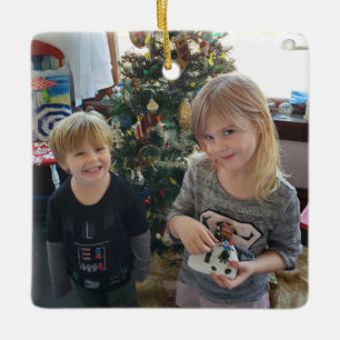 Cute Kid's Photos Christmas Ceramic Ornament