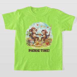 Cute kids picnic monkey add name T-Shirt