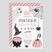 Cute kids pink Halloween illustrations party Invitation
