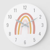 Cute Kids Pink Pastel Rainbow Wall Clock