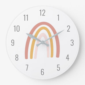 Cute Kids Pink Pastel Rainbow Wall Clock