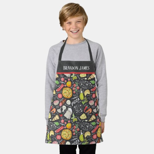 cute kids pizza baking add name apron