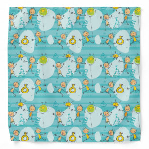 Cute kids playing on the beach pattern bandana