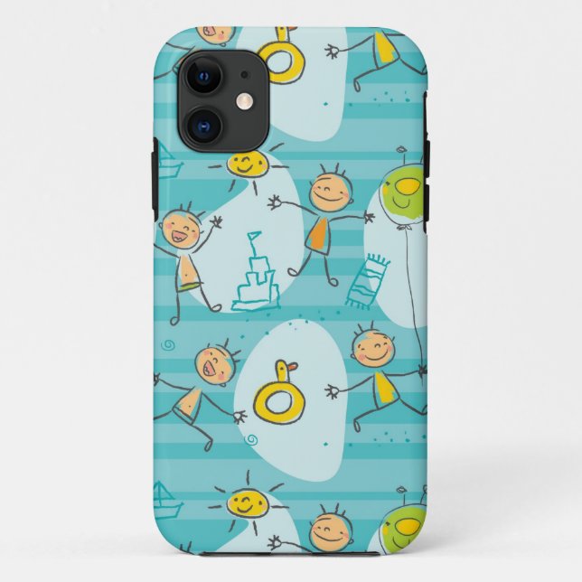 Cute kids playing on the beach pattern Case-Mate iPhone case (Back)