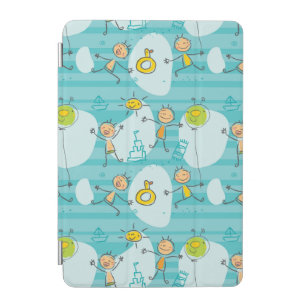 Cute kids playing on the beach pattern iPad mini cover