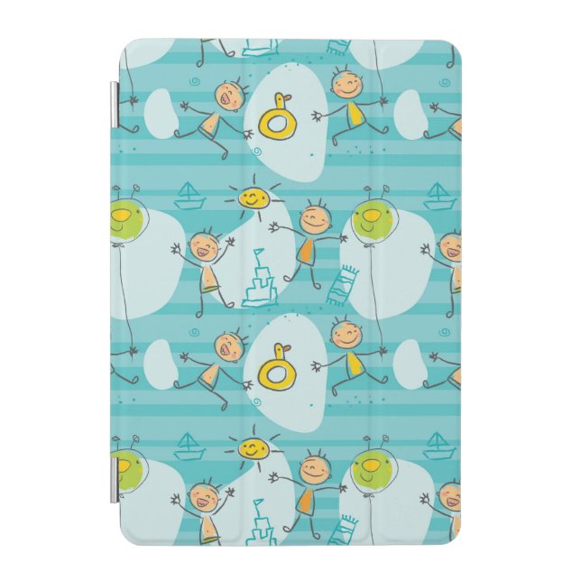 Cute kids playing on the beach pattern iPad mini cover (Front)