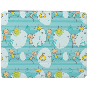Cute kids playing on the beach pattern iPad smart cover