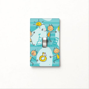 Cute kids playing on the beach pattern light switch cover