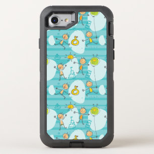 Cute kids playing on the beach pattern OtterBox defender iPhone SE/8/7 case