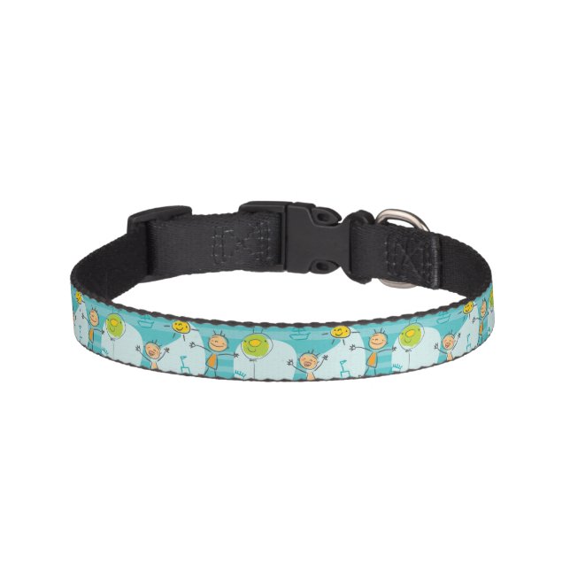 Cute kids playing on the beach pattern pet collar (Front)