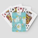 Cute kids playing on the beach pattern poker cards