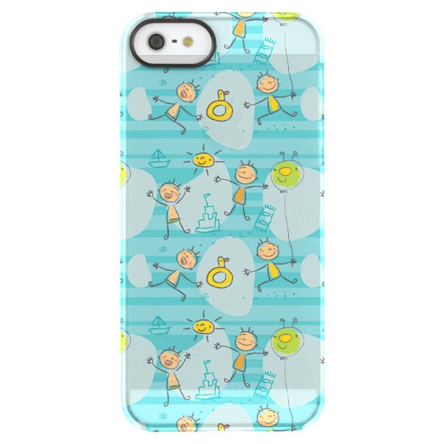 Cute kids playing on the beach pattern uncommon iPhone case (Back)
