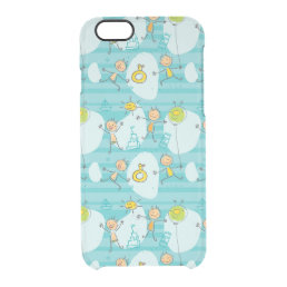 Cute kids playing on the beach pattern clear iPhone 6/6S case