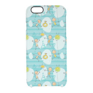 Cute kids playing on the beach pattern clear iPhone 6/6S case