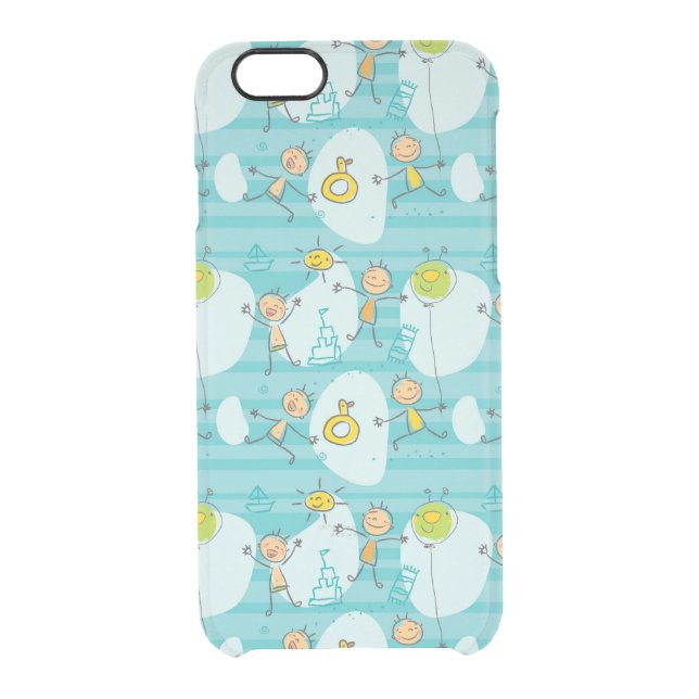 Cute kids playing on the beach pattern uncommon iPhone case (Back)