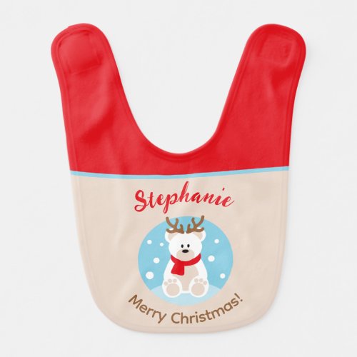 Cute Kids Polar Bear Holiday   Baby Bib